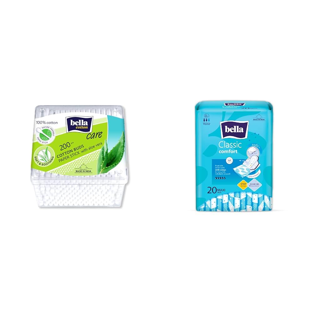 Bella Cotton Papre stick Buds/Swabs | 100% Cotton | With Aloe Vera Extract | Sensitive Skin Friend | Bella Classic Comfort Maxi Softi Sanitary Pads XL - 20pcs | Maximum Dryness | 28 Cm Long With Wing-image-33