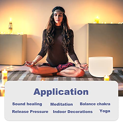 Cvnc FBA8FW1 440Hz 8 Inch F Note Heart Chakra Frosted Quartz Crystal Singing Bowl thumb #5