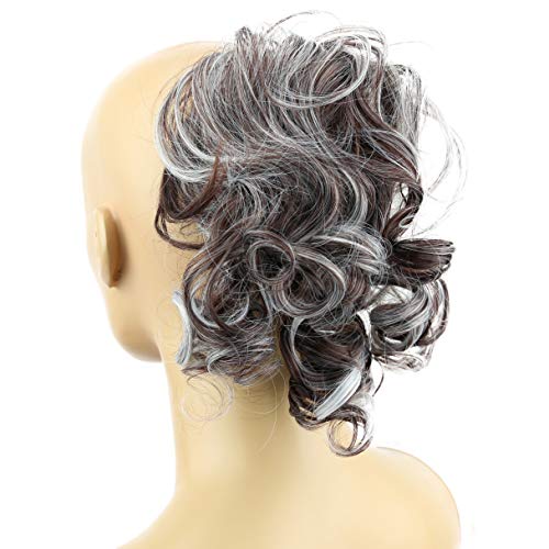 PRETTYSHOP Hairpiece Scrunchy Updo Hairstyles Voluminous Curly Messy Bun Brown Gray Mix G14L