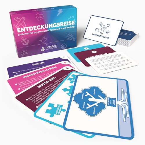 metaFox „Entdeckungsreise“ Coaching-Karten – Strukturiertes Hilfsmittel für Soziale Arbeit, psychosoziale Fallbegleitung und Klientenarbeit mit 77 Karten zu Prozessen, Aktivitäten und Fragen