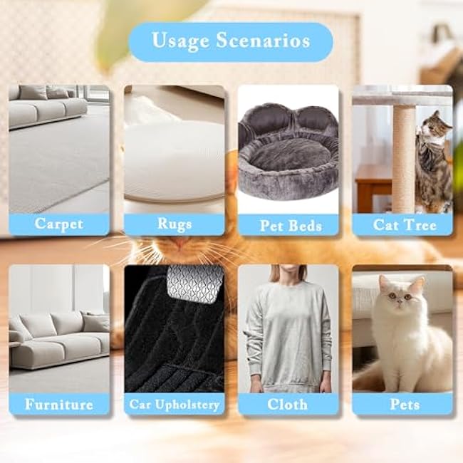 2024 New Upgrade Pet Hair Removal Tool, Cat Fur Remover for Furniture Couch, Dog Hair Carpet Scraper for Car Detailing, 2 in 1 Double-Side Brush for Cat Hair Grooming & Cleaning-W74W54o1