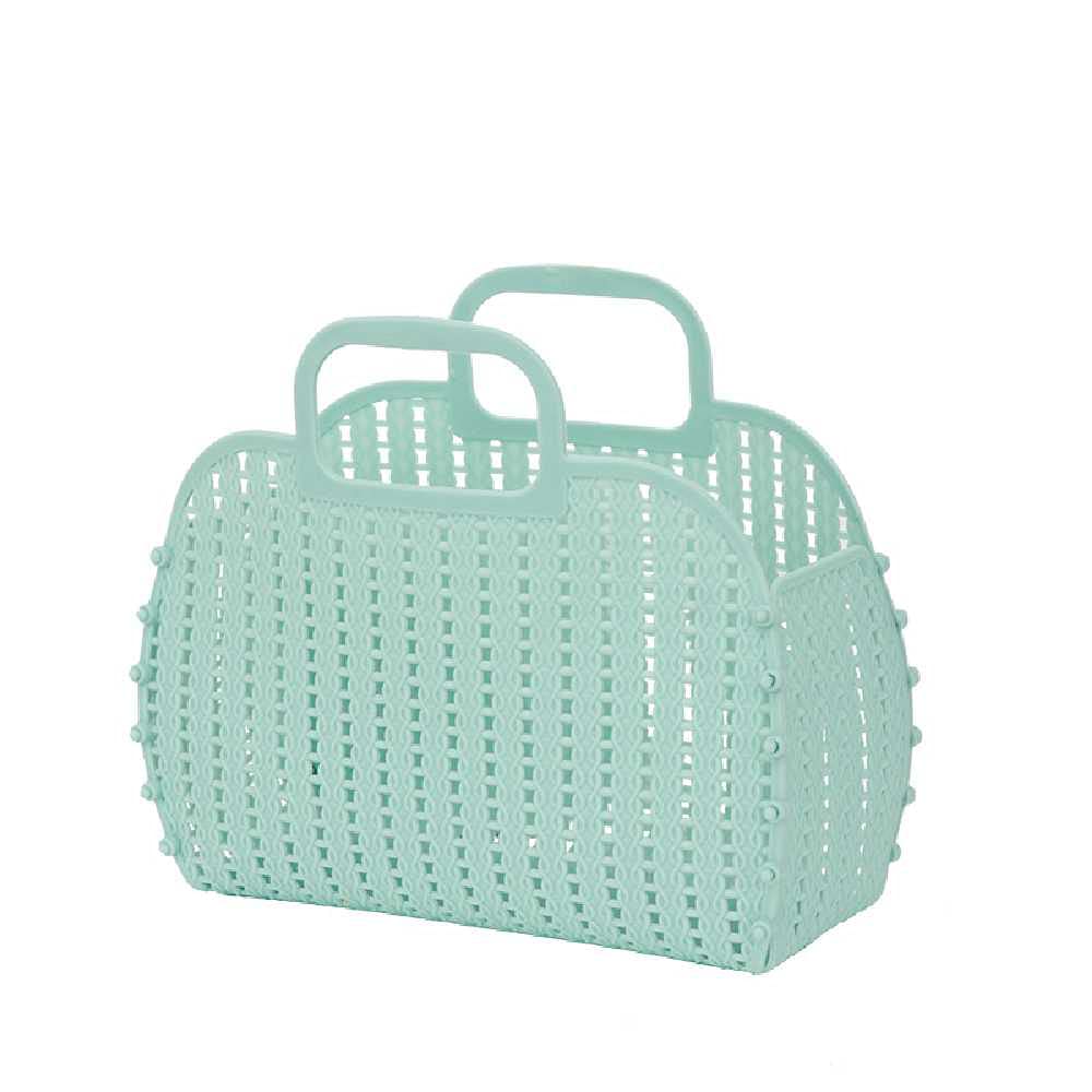 zhuoyun Plastic Bathroom Hanging Tote Bag, Stroller Storage Basket, Desktop Cosmetic Wash Basket, Portable Household Basket, Hollow Design Storage Bag-portable and Durable green