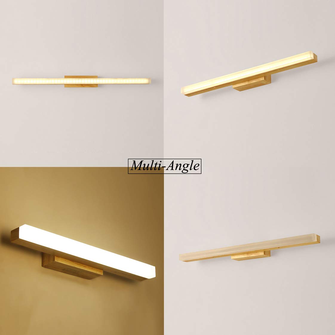 Lampa łazienkowa lustro, nowoczesna lampa lustra LED drewniane obrazy ścienne lampa do salonu, sypialni, kuchni, jadalni