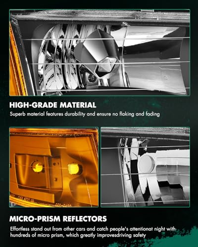 Image of SCITOO Headlights For Honda For Accord 1994-1997 Headlamps Black Housing Amber Reflector Clear Lens Driver and Passenger Side