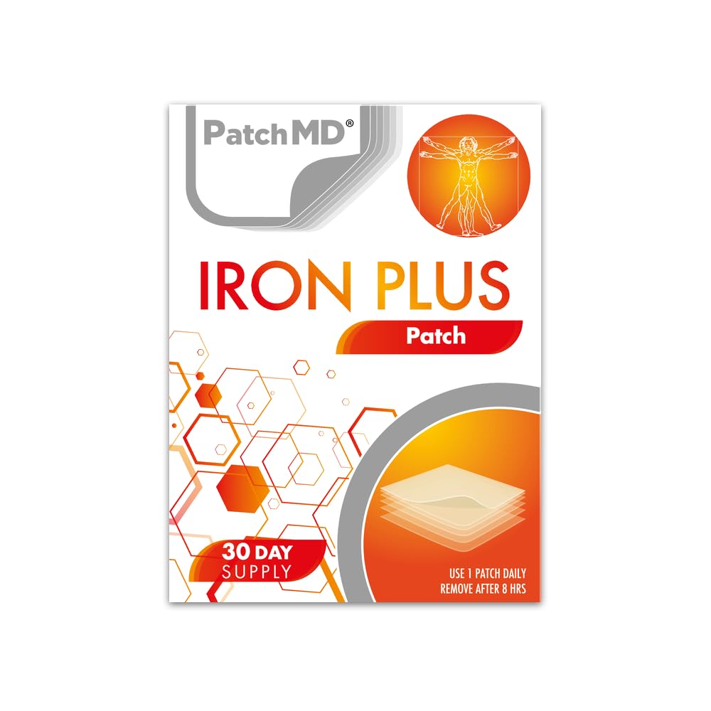 Iron PlusTM - 30 Daily Topical Patches. 100% Natural & Cruelty Free. No Constipation. Allergy & Filler Free. High Absorption More bioavailable. Suitable for Sensitive stomachs & bariatric.