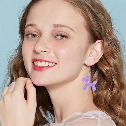 coadipress 3D Balloon Dog Earrings for Women Kawaii Funny Balloon Animal Dog Earrings Colorful Cartoon Resin Charm Poodle Dogs Dangle Earrings Patry Fashion Accessories Jewelry2