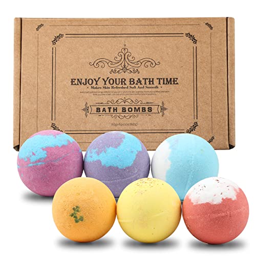 Set de regalo de bombas de baño, bombas de sal de baño Fizzies hechas a mano, kit de spa de burbujas (60 g x 6 piezas)