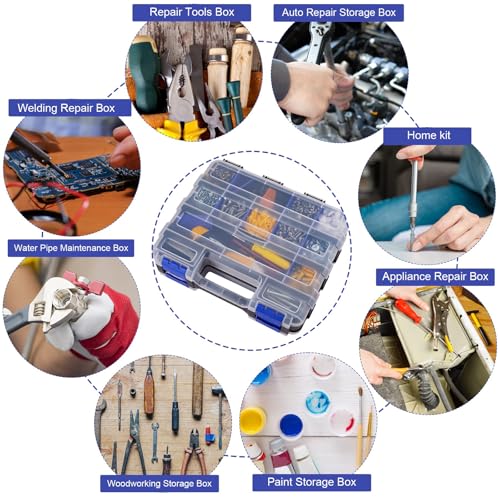 Image of AIDY-PRO Small Parts Organizer Box Storage Case Tools Box Organizer Double Side 34 Compartments Hardware Organizers with Removable Plastic Dividers for Screws Nuts Nails Bolts, 2 Pack