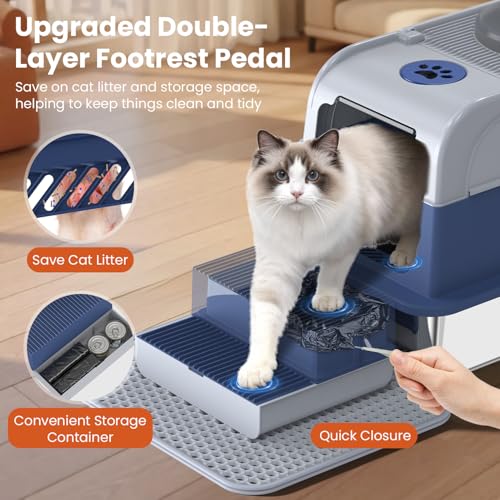 Arenero cerrado para gatos XL de acero inoxidable miniatura 4