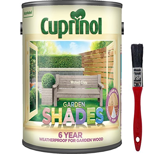 New 2018 Improved Formula Cuprinol Garden Shades Muted Clay 5L. Now Offers 6 Year Garden Wood Weather Protection. Includes PSP Touch up Wood Care Brush.