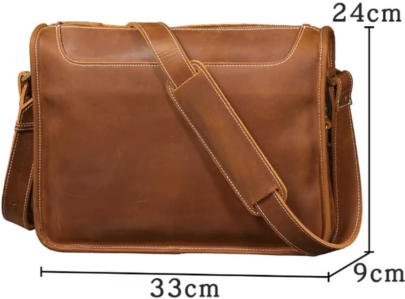 Men's Genuine Leather Retro Crossbody Bag Large Capacity Messenger