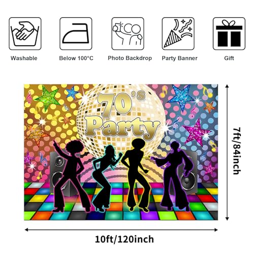 Avezano Back to 70s Party Backdrop for Adults Disco Party Decorations 1970's Retro Disco Ball Let's Glow Crazy Neon Dance Night Photoshoot Photo Booth Photography Background (10x7ft)