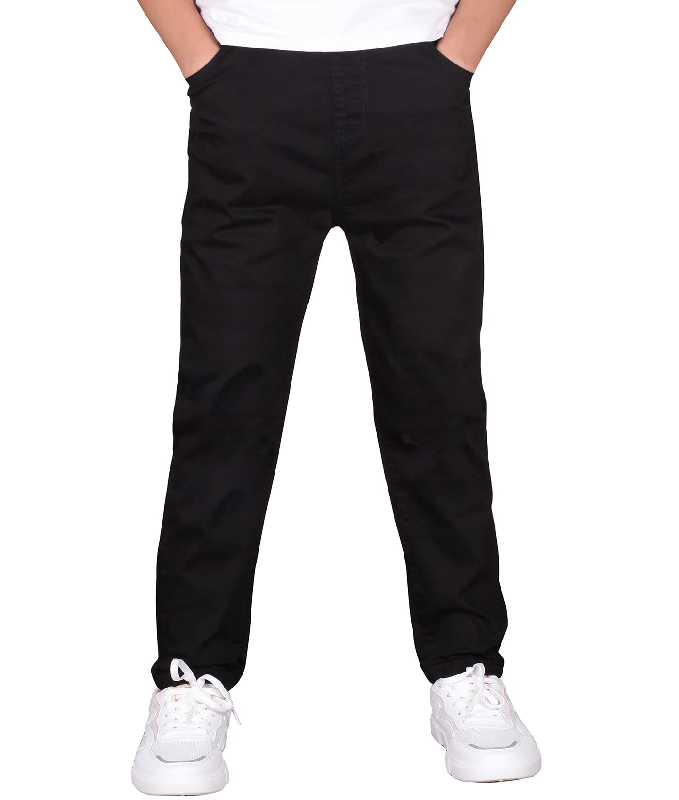 CAMLAKEE Boys' Stretch Pull on Chino Pants Kids School Uniform Yonth Twill Pants