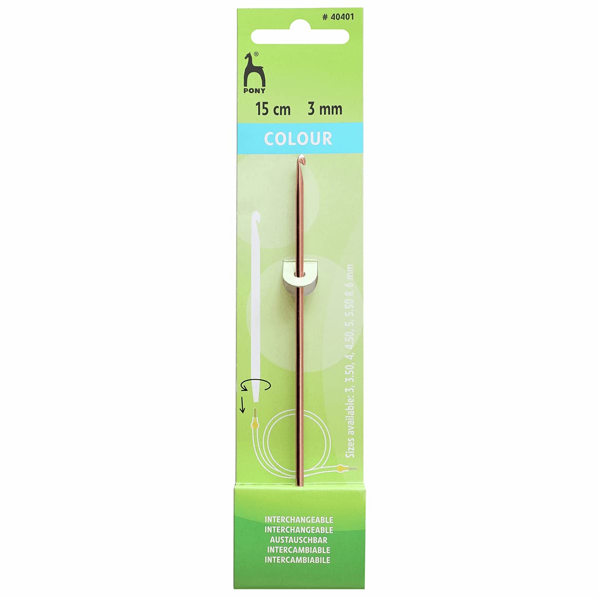Crochet Hook: Interchangeable: Salmon: 15cm x 3.00mm