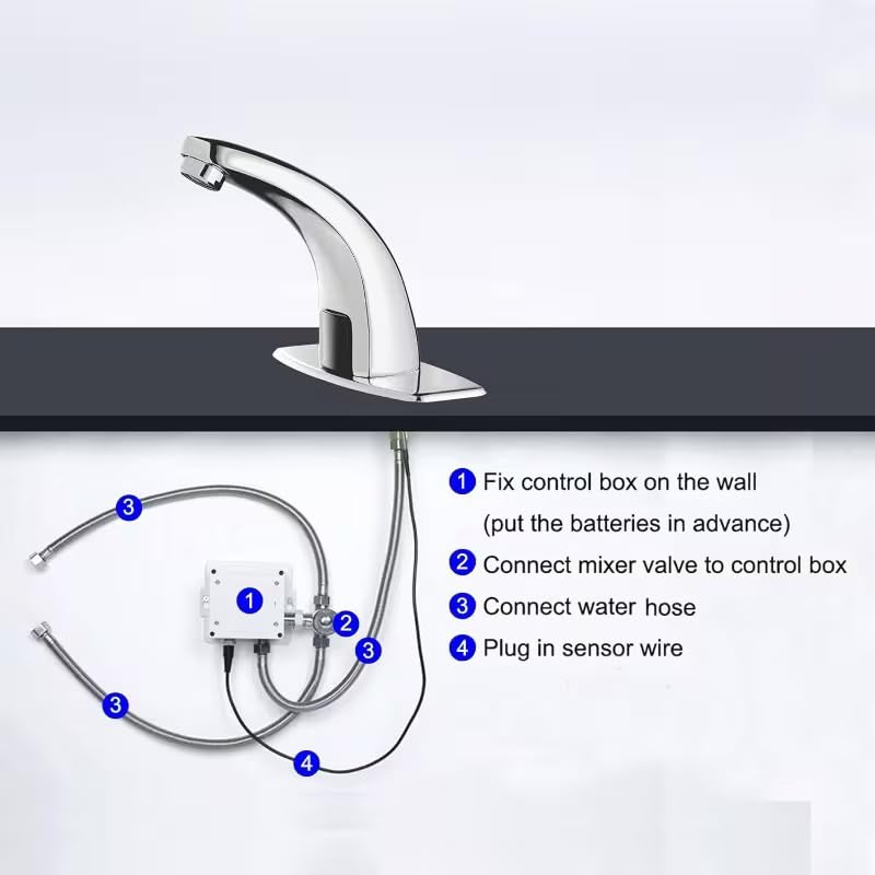 Image of SILVERA Automatic Sensor Faucet | Touch-Free Infrared Tap | Chrome Finish, Water-Saving Aerator, Hygienic Hands-Free Operation | Easy Installation | Ideal for Home, Bathroom, Kitchen & Commercial Use