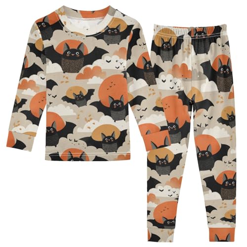 Pajama Sets Long Sleeve Flying Bats Among Clouds Soft Comfy Sleepwear 2 Piece PJS 3-8T