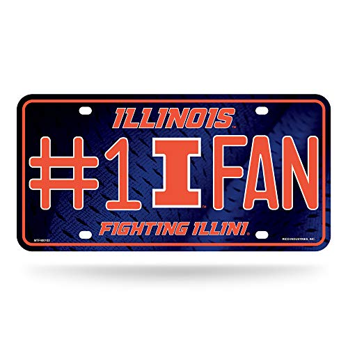 Rico Industries NCAA Illinois Fighting Illini #1 Fan Metal License Plate Tag