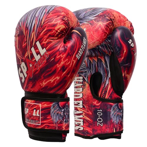 Spall Pro US Guantes de boxeo para niños, hombres y mujeres, guantes de boxeo de entrenamiento profesional, Muay Thai MMA, kickboxing, saco pesado, guantes de boxeo de cuero, HardFlame, multicolor, 12