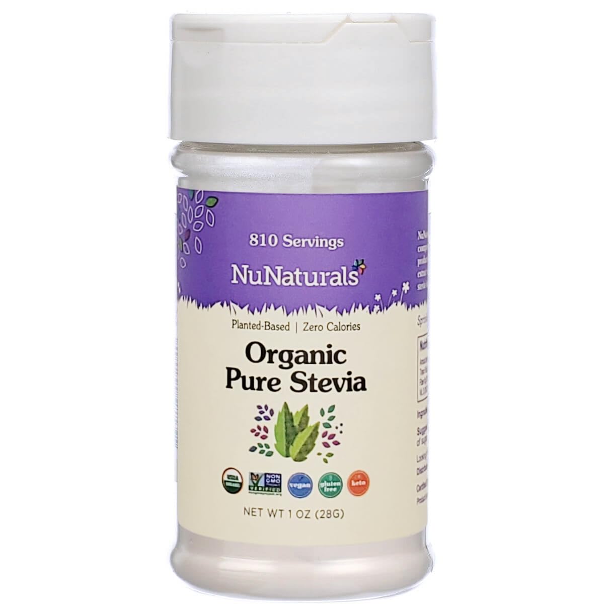 NuNaturals Organic Pure Stevia Extract, 100% Stevia No Fillers, Keto Sugar-Fr...