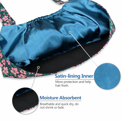 Image of Adjustable Scrub Cap with Button, Satin-Lined Cotton Scrub Hat Sweatband, Elastic Working Hat Unisex, One Size