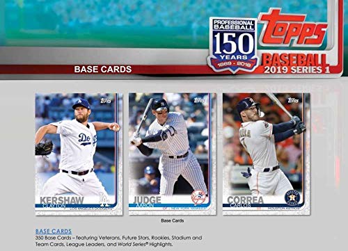 2019 Topps Baseball Series #1 Unopened Blaster Box of Packs with 99 Cards Including One EXCLUSIVE MLB 150th Anniversary Commemorative Patch Relic Card - Thumbnail 3