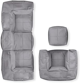 Lumaland Sitzsack-Lounge Modular Garnitur | 5-Teiliges Set | Indoor & Outdoor Sitz-Garnitur | Erweiterbar & Waschbare Sitzmöbel für Innenräume & Garten | Wasserfeste Chill-Out Lounge [Grau]