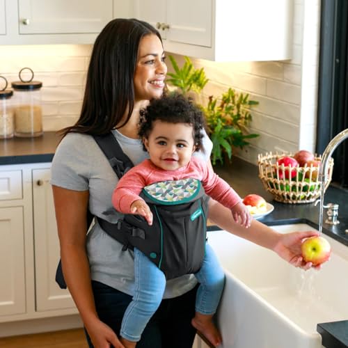 Infantino Swift Classic Carrier with Pocket, 2-Ways to Carry Carrier with Wonder Bib & Essentials Storage Front Pocket for Babies 7-26lb, Adjustable Strap, Gray - Image 6