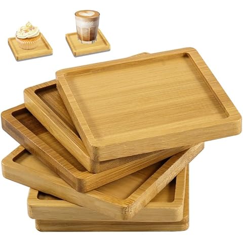 Set of 6 Bamboo Coasters and Trays Cover