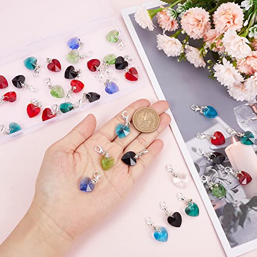 SUNNYCLUE 1 Box 50Pcs Stitch Markers Crochet Stitch Marker Cute Crystal Heart Bead Charms Clip On Removable Lobster Clasp Zipper Pull Charm Locking Knitting Markers for Weaving Sewing Knit Quilting - Image 3