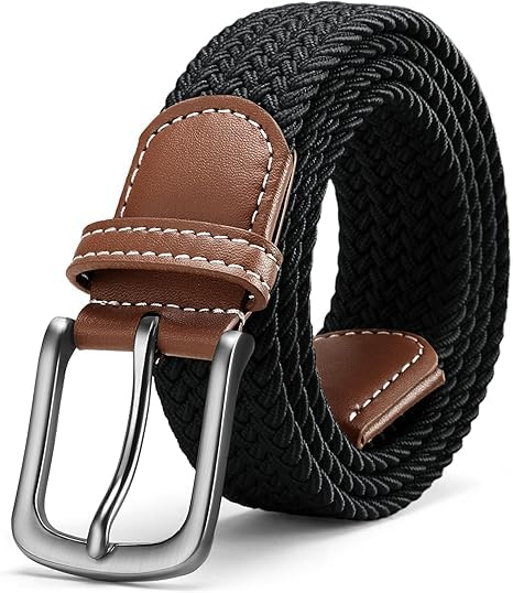 Stretch Belt Men- Mens Woven Braided Web Belt 1 3/8 for Golf Casual Hunting Pants Shirts Jeans 26