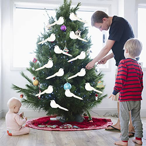 Artificial Feather Doves, 6-Pack Cardinal Birds with Clips, Glitter & Foam for Christmas Tree & Home Decor — view 2