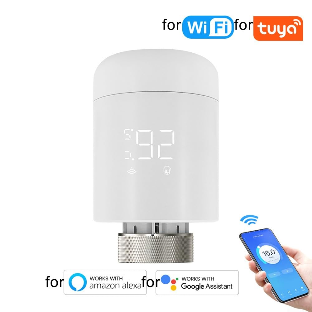 HpLive Valvola termostatica Wi-Fi intelligente, regolatore termosifone, valvola termostatica programmabile, 6 modalità di tempo, sicurezza bambini
