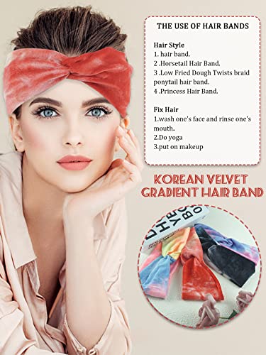 Headbands For Women Elastic Stretch Headband, Cyhyii Colorful Non Slip Yoga Knotted Workout Sports Running Headband, Thin Soft Breathable Head Bands Boho Wraps Accessories For Girls Tie Dye #TOP2