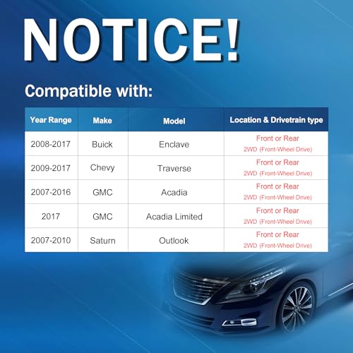 Image of BDELI Front /Rear Wheel Bearing and Hub Assembly 513277 Replace for 09-17 Chevy Traverse, 08-17 Buick Enclave, 07-16 GMC Acadia, 2017 Acadia Limited, 07-10 Saturn Outlook, 6-Lug, 22756832, 15918787