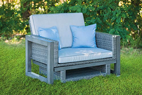 greemotion Rattan-Lounge Bahia Marvao, 2er Garten-Sofa inkl. Tisch & Hocker, Daybed für indoor & outdoor, Grau