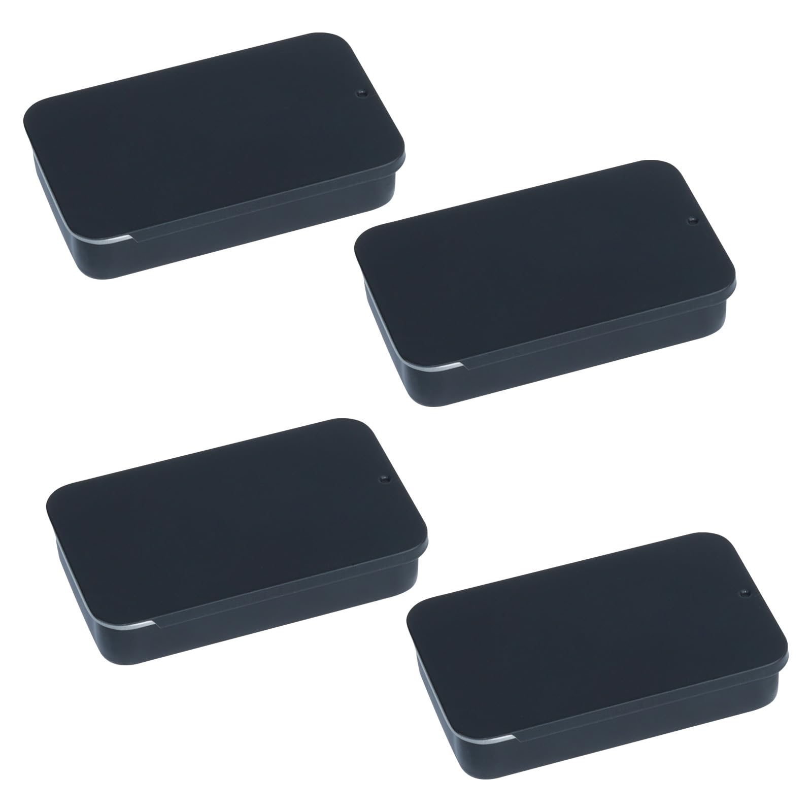 MC MEICHUANG 4Pcs Slide Top Metal Tin Containers, 3.15x1.97x0.6 Inch Empty Rectangular Storage Boxes, Portable Mini Tin Cases for Candy Cosmetics
