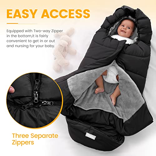 Image of Orzbow Stroller Footmuff Universal - Weather-Proof Bunting Bag for Toddler, Warm Fleece Sleeping Bag for Cold Weather, Easily Attaches to Most Strollers, Baby Boys Girls Winter Essentials, Black