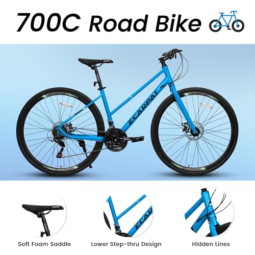 700C Hybrid Road Bike for Men & Women, 7/16/21/24 Speed,