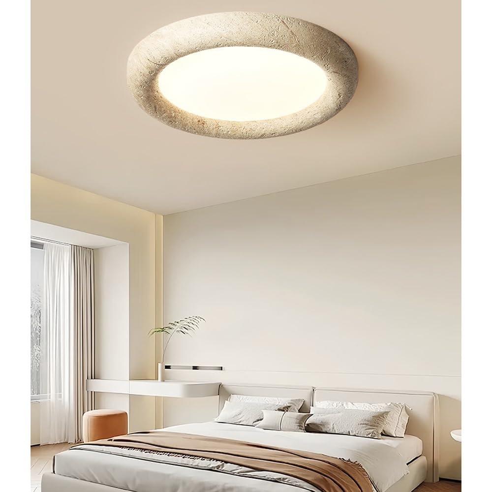 Okrągła Lampy Sufitowa LED Z Połowy Wieku Do Montażu Podtynkowego, Marmurowa Lampy Sufitowa Z Kamienia Naturalnego Do Sypialni, Salonu, Łazienki, Wiejskiego Domu(30 cm/11.81 inches)