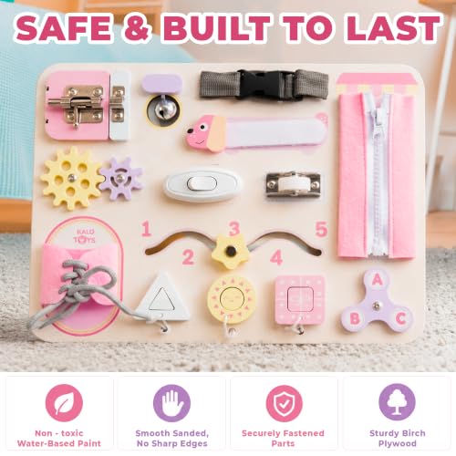 Image of Montessori Busy Board for Toddlers, Wooden Sensory Toys, Preschool Learning Activities for Fine Motor Skills Travel Toy, Basic Life Skills Educational Gifts for 1 2 3 Years Old Kids Boys Girls