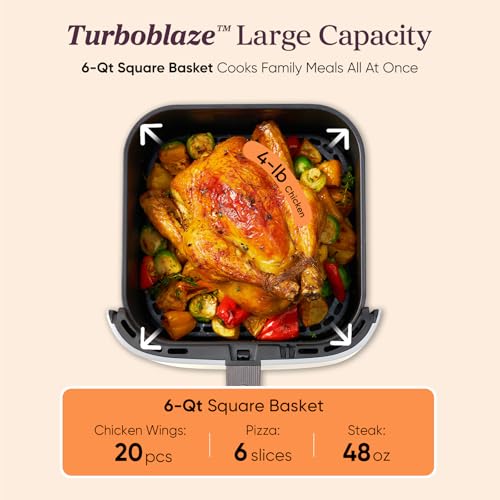 Image of Cosori 9-in-1 TurboBlaze Air Fryer 6 Qt, Smart Control, 90-450F, Shake Reminders, Precise Heating for Even Results, Air Fry, Roast, Bake, Broil, Dry, Frozen, Proof, Reheat, Keep Warm, 120V, Cream