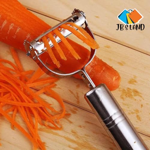 Image of 2 in 1 Stainless Steel Julienne Vegetable Peeler Multi-Functional Fruit & Veggie Shredder Slicer and Grater for Potatoes, Carrots, Cucumbers (2 in 1 Long Peeler)