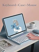 Vista 2 de Funda de teclado para Galaxy Tab S6 Lite de 10.4 pulgadas con teclado y mouse Bluetooth, cubierta de teclado desmontable de color caramelo, llave