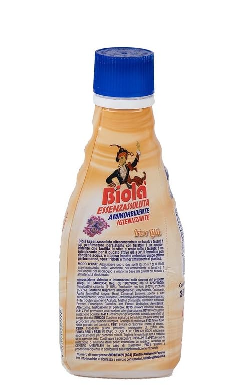 Biolà Essenza Assoluta Profumatore Ammorbidente, deodorante per bucato altamente concentrato, Iris e lilla, cera profumata da 250 ml + portachiavi in omaggio Beni Culinari