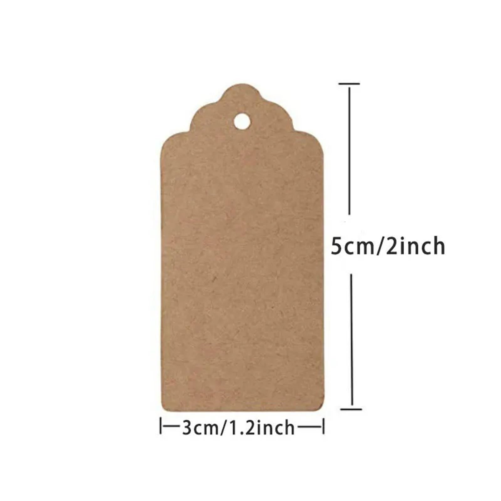 Etichette per prezzi con cordino, 500 pezzi, 5 x 3 cm, etichette per imballaggio, in carta kraft marrone, nero/bianco, per fai da te, regali di nozze, etichette decorative per prezzi da visualizzare