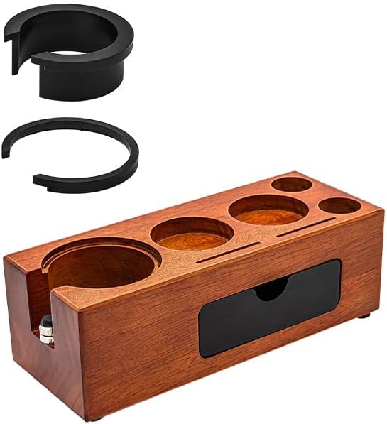 Suwyaner Espresso Tamper Holder Station, Wooden Coffee Tamping Station Coffee Filter Tamper Holder Portafilter Mat Stand for 51mm 54mm 58mm Tamper (Compatible for 51-58mm)
