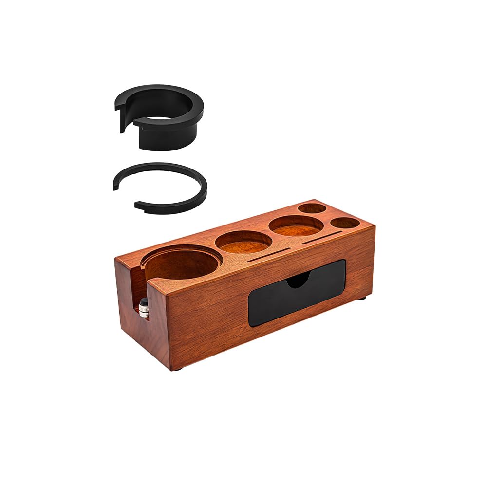 Suwyaner Espresso Tamper Holder Station, Wooden Coffee Tamping Station Coffee Filter Tamper Holder Portafilter Mat Stand for 51mm 54mm 58mm Tamper (Compatible for 51-58mm)