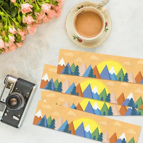 Image of BeYumi Moving Mountains Border Trim - 65ft Back to School Moving Mountains Straight Rolled Border Trim Woods Pine Trees Bulletin Board Borders Orange Decor Classroom Office Chalkboard Party Decoration