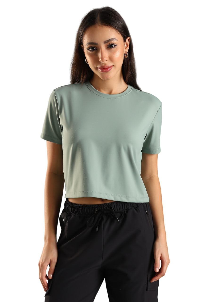 domin8 Women’s Super Stretchy Ultra Soft Sweat Wicking Nylon Crop top | Crop Tops for Women | Trendy Tops-picture-25