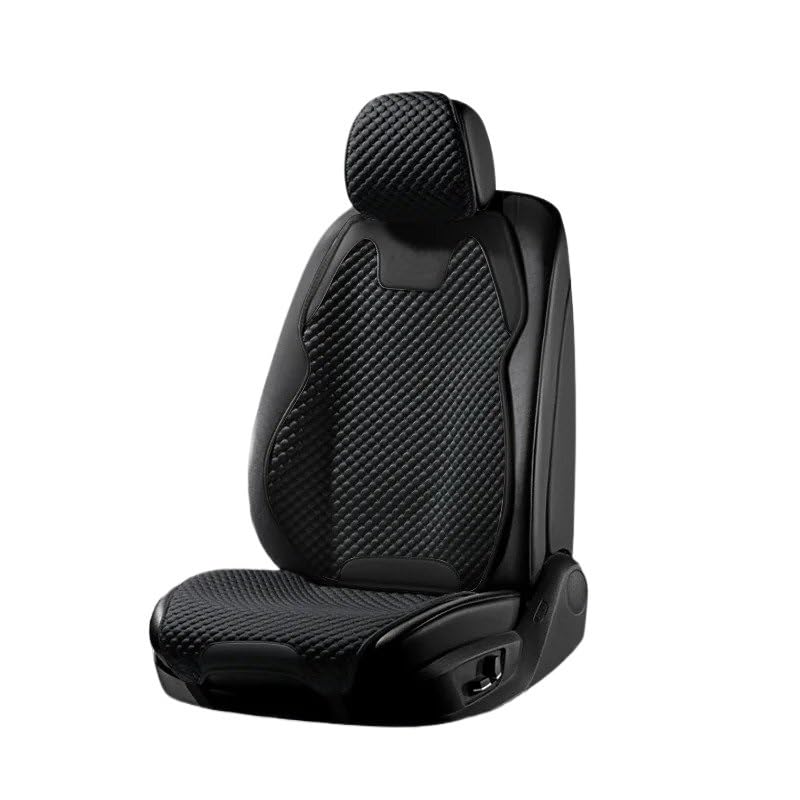 Asiento Coche Universales Cojín Seda Hielo Para Asiento Coche, Ventilación Cómoda Y Duradera, Cubierta Frontal Única Dividida Universal Las Cuatro Estaciones(1 Black Front Set)